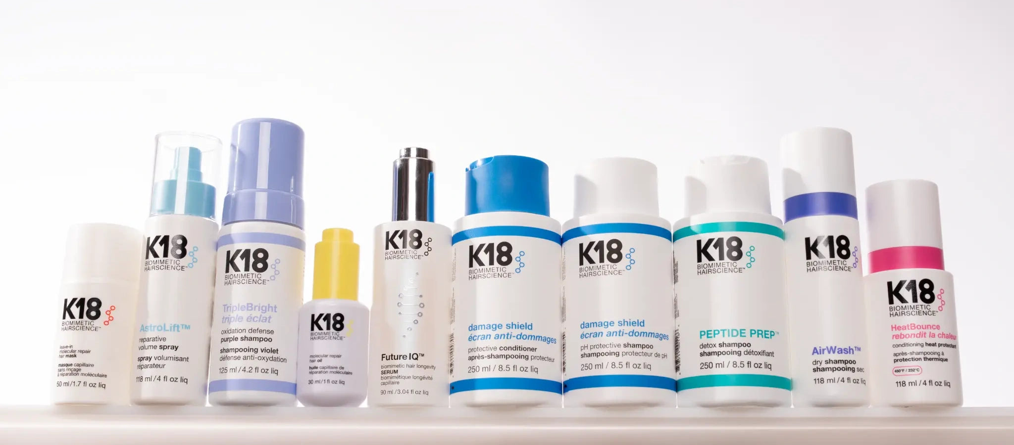 Hele K18-produktserien – alle produkter i et bredt banner
